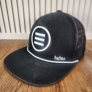 HDEU Head Down Eyes Up Snapback Trucker Hat Cap Black White Logo Rope Chase Rice